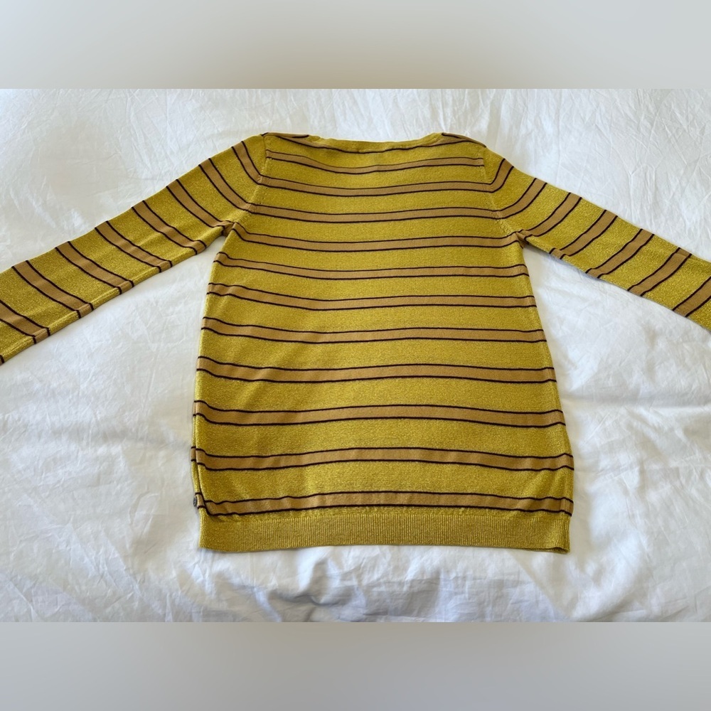 Scotch & Soda | Women’s SZ Small | Yellow Metallic Striped Long Sleeve Top - Picture 10 of 12